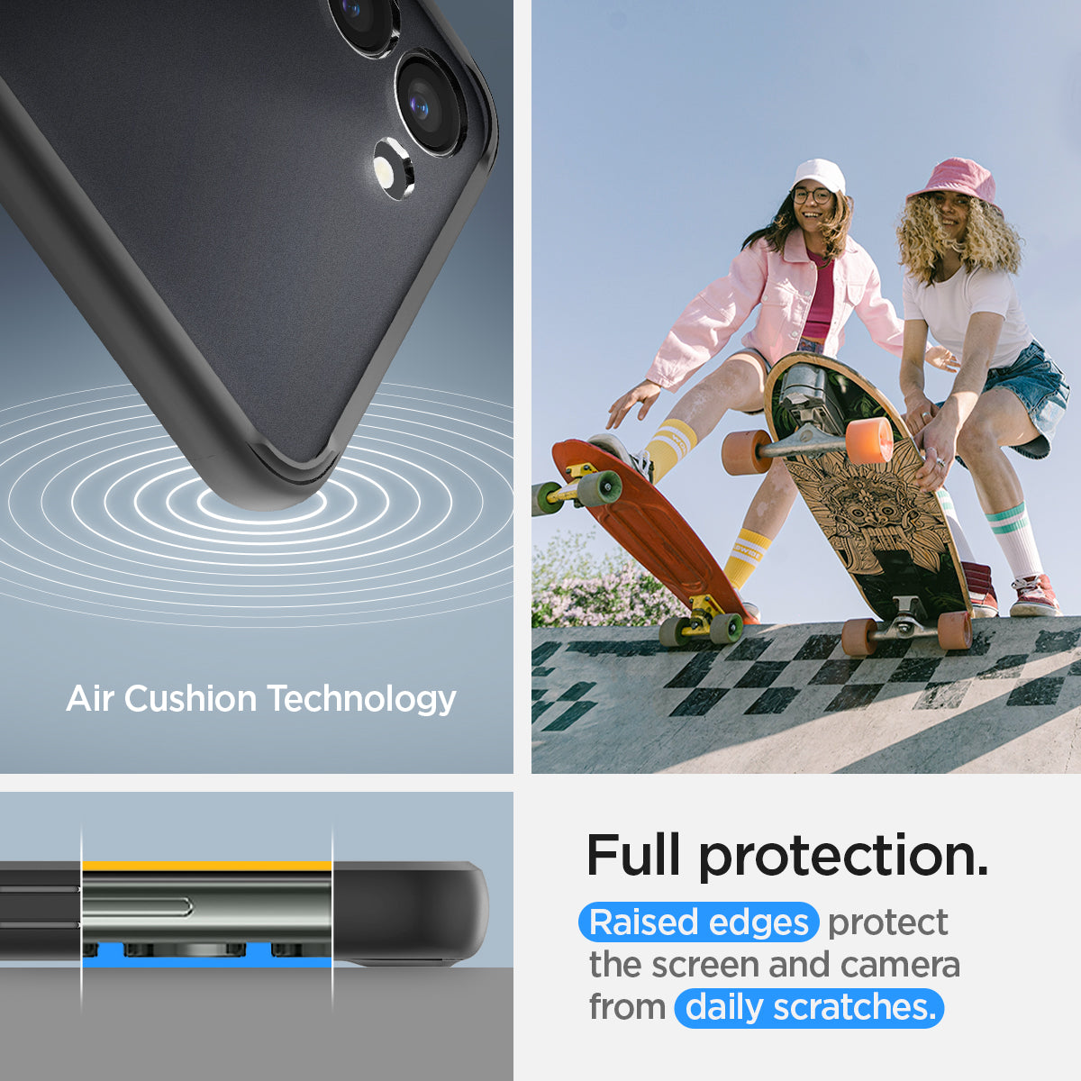 ACS05716 - Galaxy S23 Case Ultra Hybrid in frost black full protection. raised edges protect the screen and camera from daily scratches. Aircushion technology.
