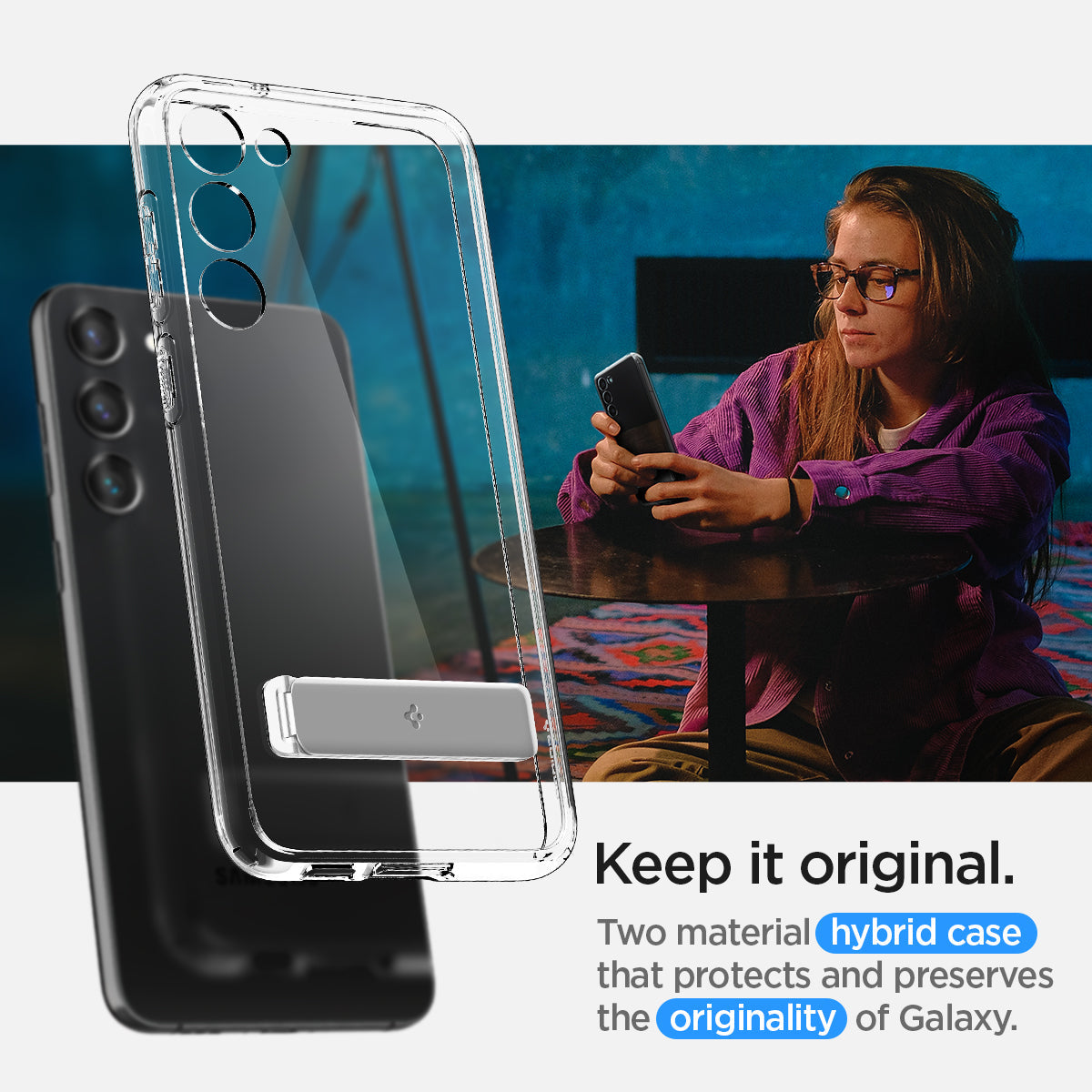 ACS05717 - Galaxy S23 Case Ultra Hybrid S in crystal clear keep it original. two material hybrid case that protects and preserves he originality of galaxy.