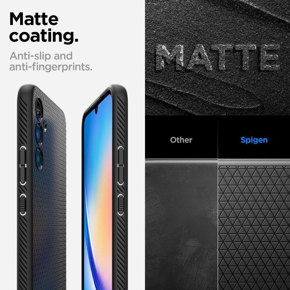 ACS05905 - Galaxy A34 5G Case Liquid Air in Matte Black matte coating. Anti slip and anti fingerprints.