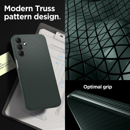 ACS07247 - Galaxy A15 5G Case Liquid Air in Abyss Green modern truss pattern design. Optimal grip.