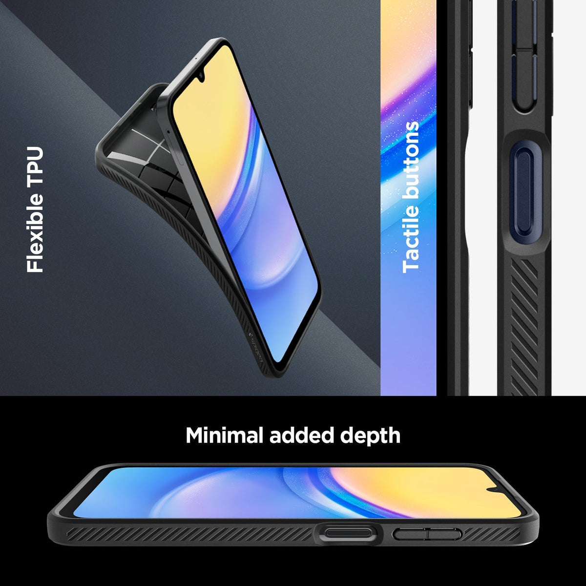 ACS07246 - Galaxy A15 5G Case Liquid Air in Matte Black flexible TPU, tactile buttons, Minimal added depth