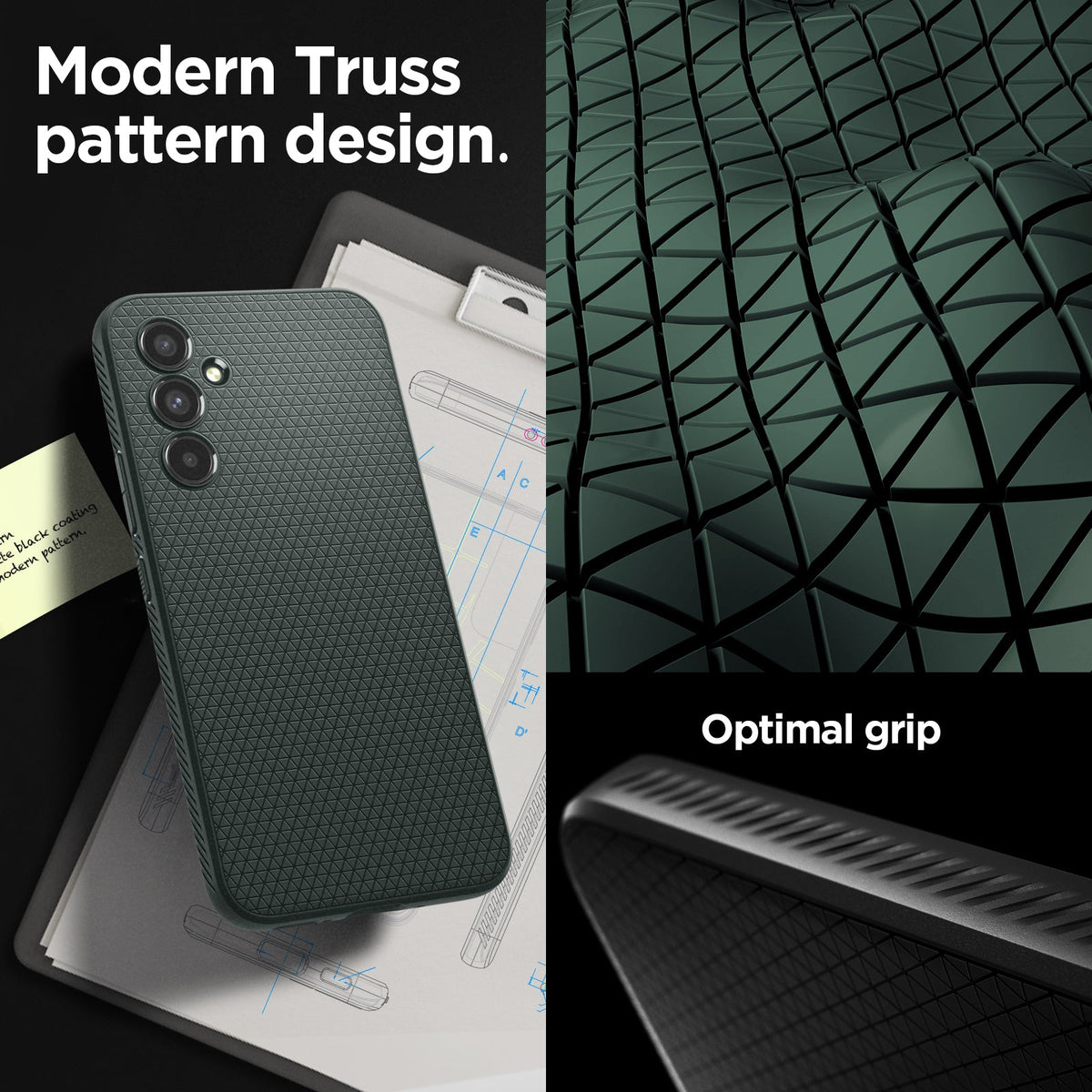 ACS06101 - Galaxy A54 5G Case Liquid Air in Abyss Green modern truss pattern design. Optimal grip.