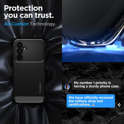ACS05888 - Galaxy A54 5G Case Rugged Armor in Matte Black showing the protection you can trust. Air Cushion Technology