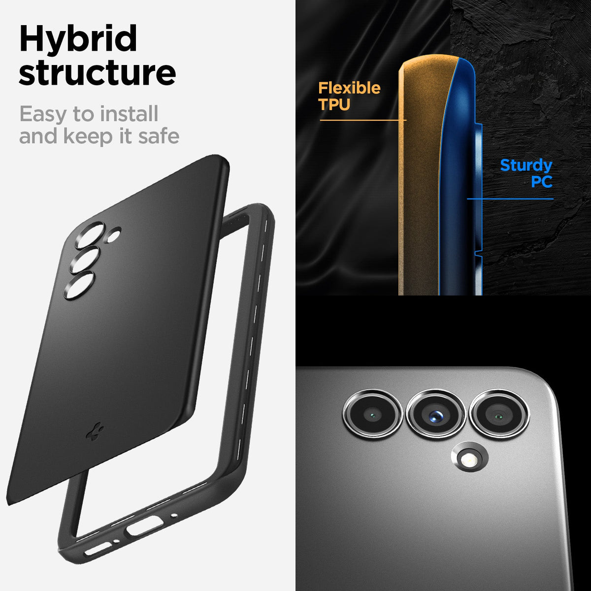 ACS05883 - Galaxy A54 5G Case Thin Fit in Black hybrid structure. Easy to install and keep it safe.