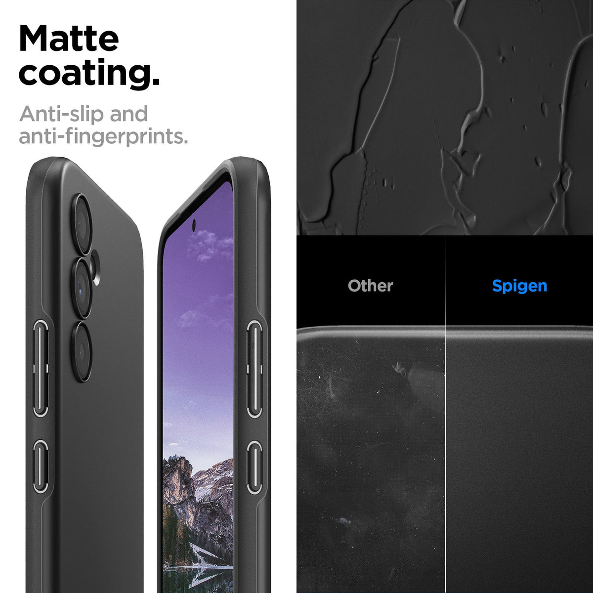 ACS05883 - Galaxy A54 5G Case Thin Fit in Black matte coating. Anti slip and anti fingerprints.