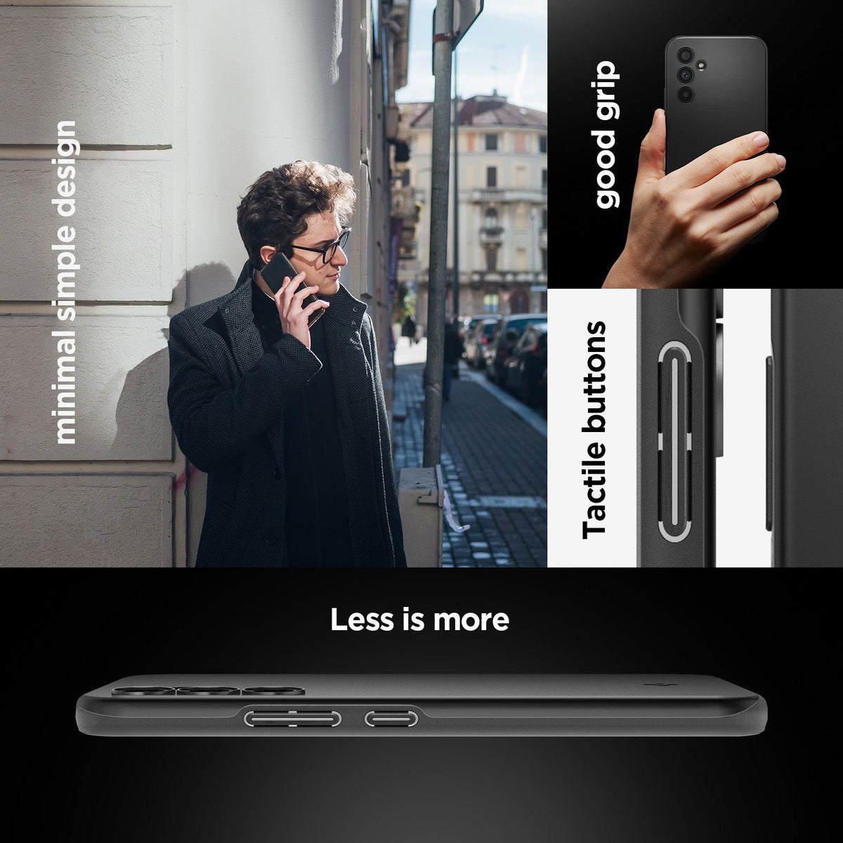 ACS05883 - Galaxy A54 5G Case Thin Fit in Black minimal simple design. tactile buttons, good grip, less is more.