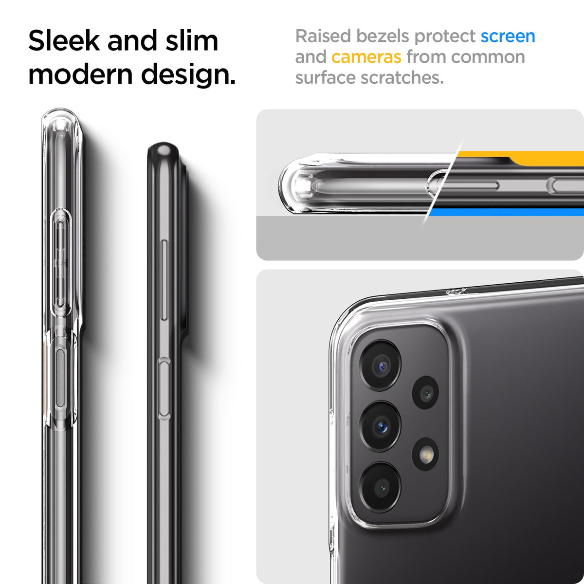 ACS04594 - Galaxy A23 5G Case Liquid Crystal in Crystal Clear sleek and slim modern design. Raised bezels protect screen and cameras from common surface scratches.