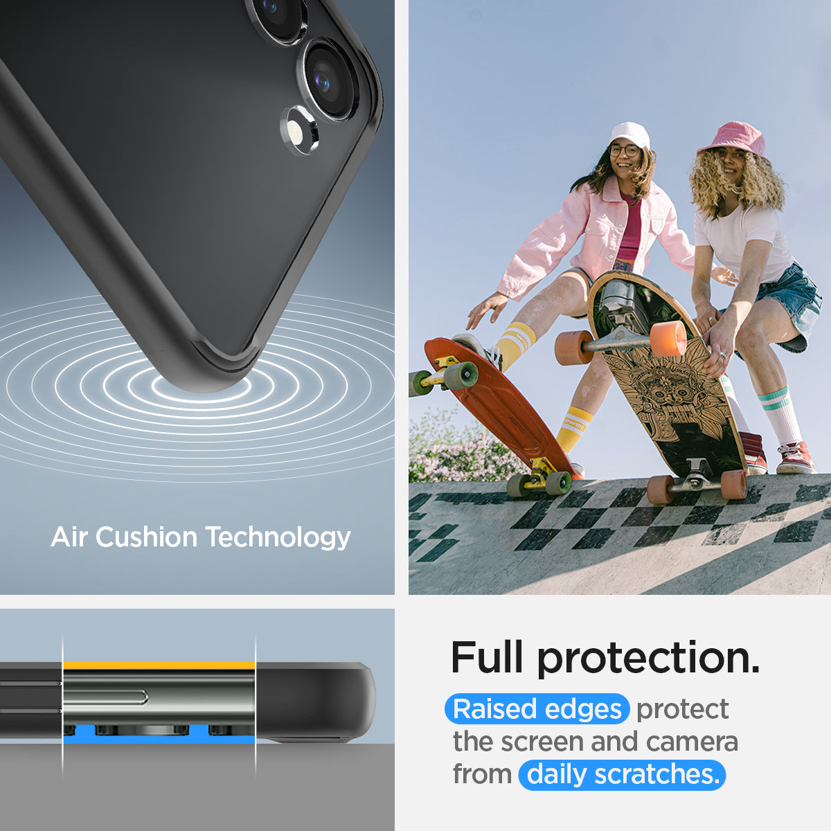 ACS05669 - Galaxy S23 Plus Case Ultra Hybrid in black full protection. raised edges protect the screen and camera from daily scratches. Aircushion technology.