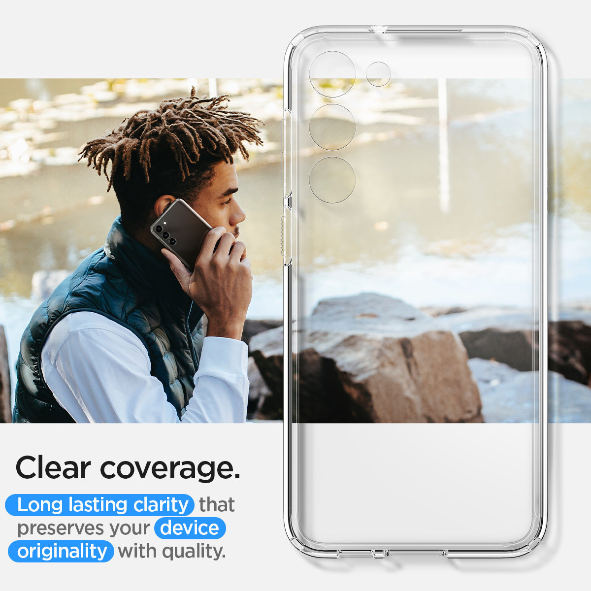 ACS05668 - Galaxy S23 Plus Case Ultra Hybrid in crystal clear Clear coverage long lasting clarity that preserves your device originality with quality.