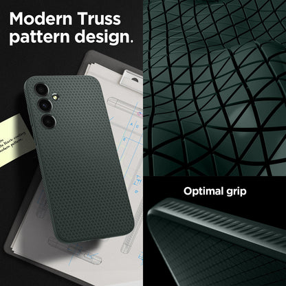 ACS07520 - Galaxy A35 5G Case Liquid Air in Abyss Green modern truss pattern design. Optimal grip.