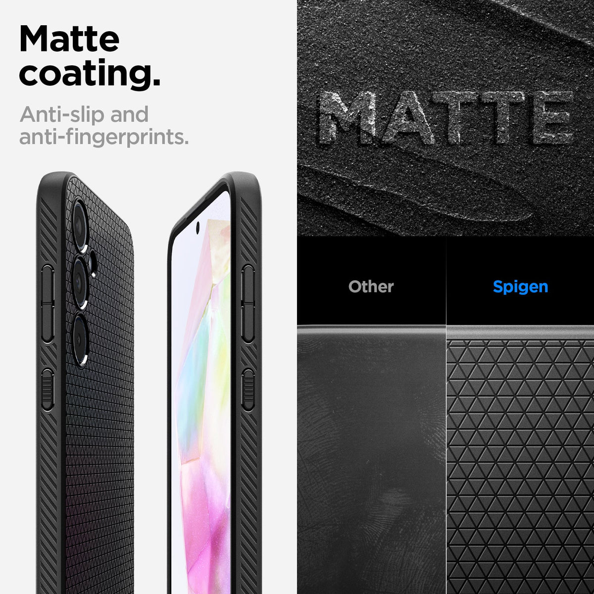 ACS07519 - Galaxy A35 5G Case Liquid Air in Matte Black matte coating. Anti slip and anti fingerprints.