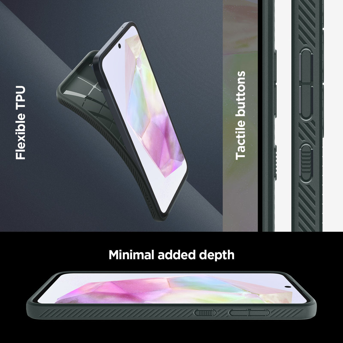 ACS07520 - Galaxy A35 5G Case Liquid Air in Abyss Green flexible TPU, tactile buttons, Minimal added depth