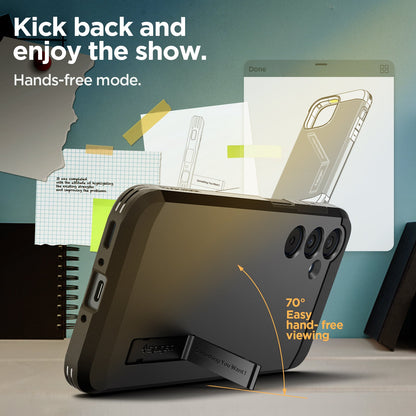 ACS07517 - Galaxy A35 5G Case Tough Armor in Black showing the 70 degrees easy hand-free viewing