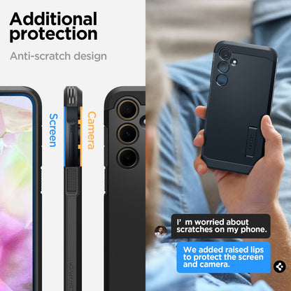 ACS07517 - Galaxy A35 5G Case Tough Armor in Black showing the additional protection. Anti scratch design