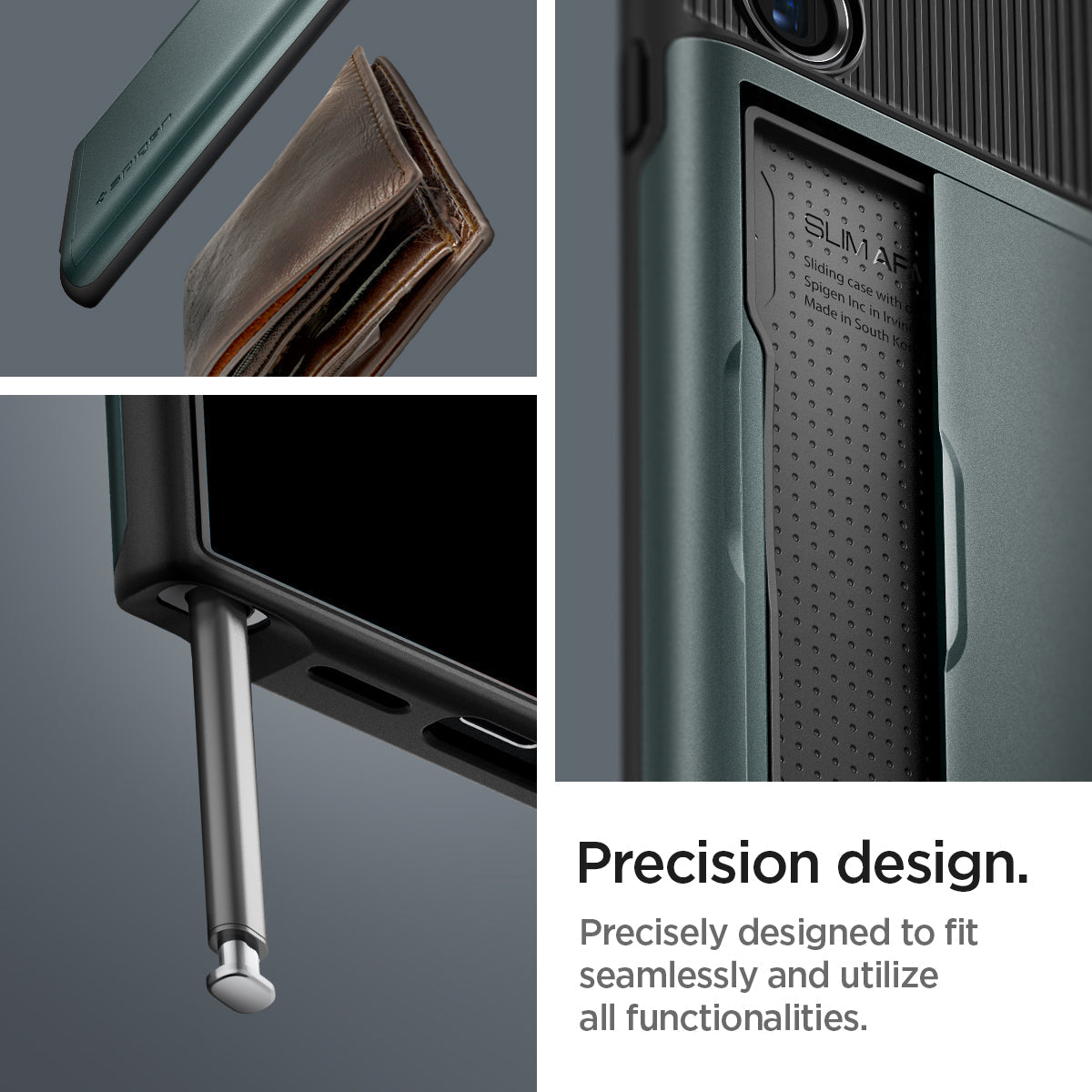 ACS07307 - Galaxy S24 Ultra Case Slim Armor CS in Abyss Green showing the precision design. Precisely designed to fit seamlessly and utilize all functionalities