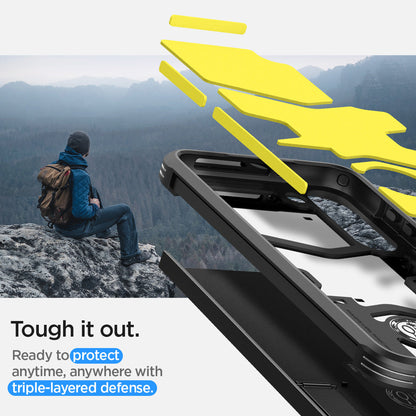 ACS05718 - Galaxy S23 Case Tough Armor in black tough it out. Ready to protect anytime , anywhere with tripe layered defense.