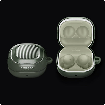 ASD02474 - Galaxy Buds 2 Pro / 2 / Pro / Live Case Rugged Armor in military green showing case with open.