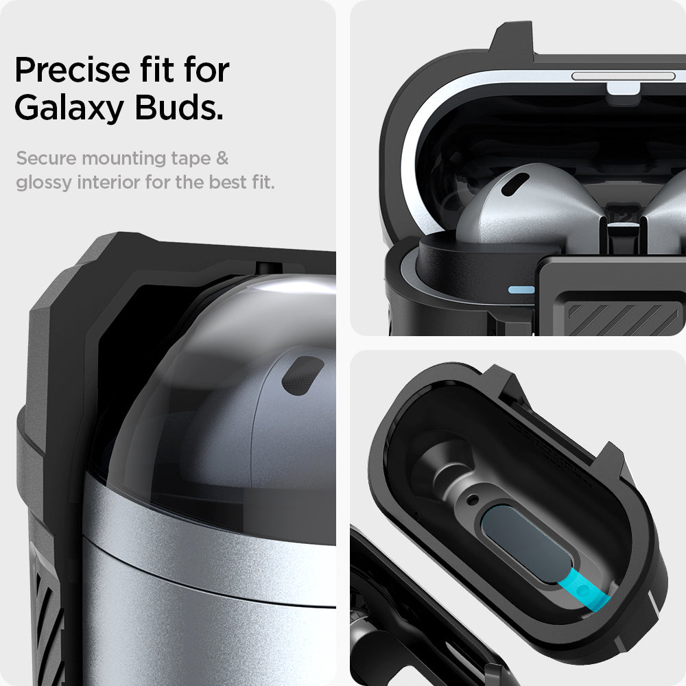 ACS08332 - Galaxy Buds 3 Pro Lock Fit in Matte Black precise fitment for galaxy buds. secure mounting tape and glossy interior for the best fit.