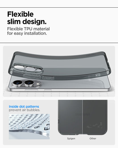 ACS09426 - Galaxy S25 Edge Case Liquid Crystal in Space Crystal showing the flexible slim design. Flexible TPU material for easy installation. Inside dot patterns prevent air bubbles