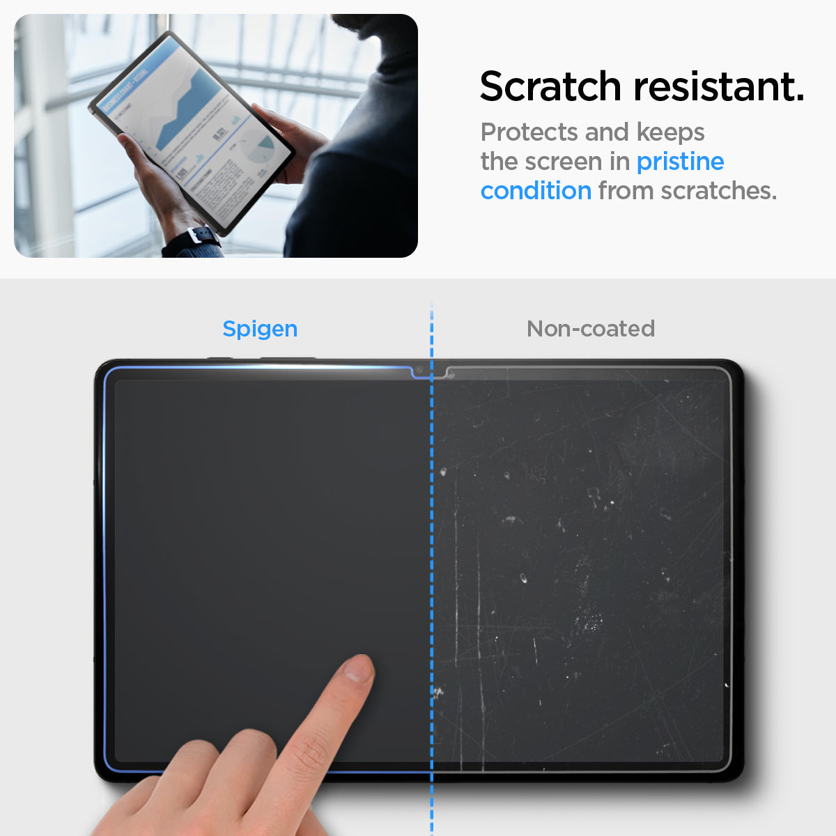 AGL06999 - Galaxy Tab S10+ Screen Protector EZ Fit GLAS.tR scratch resistant protects the screen from daily scratches.