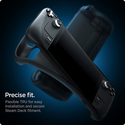 ACS03730 - Steam Deck Case Rugged Armor in matte black showing the precise fit. Flexible TPU for easy installation and secure Steam Deck fitment