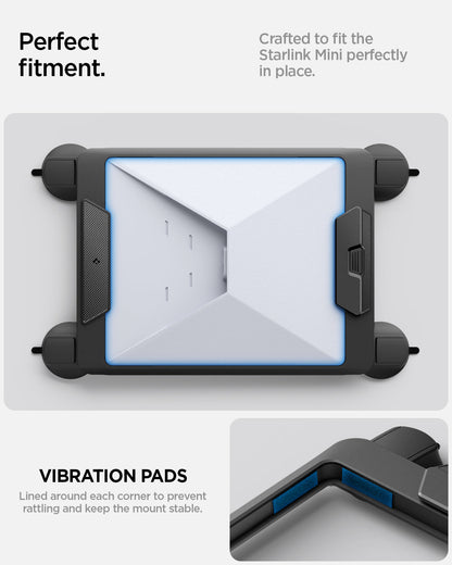 ACP09333 - Starlink Mini Car Mount STL100 showing perfect fitment. Vibration pads. lined around each corner to prevent ratting and keep the mount stable