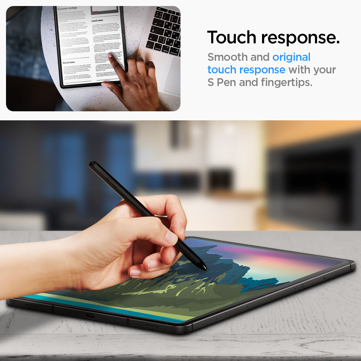 AGL07000 - Galaxy Tab S9 Screen Protector EZ Fit GLAS.tR touch response. Undisturbed and quick touch response.