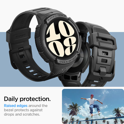 ACS06501 - Galaxy Watch 6 (40mm) Case Rugged Armor Pro in black daily protection. raised edges around the bezels protects against drops and scratches.