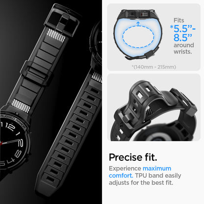 ACS06492 - Watch 6 Classic (43mm) Rugged Armor Pro in Black precise fit. Experience maximum comfort. soft silicone band easily adjusts for the best fit.