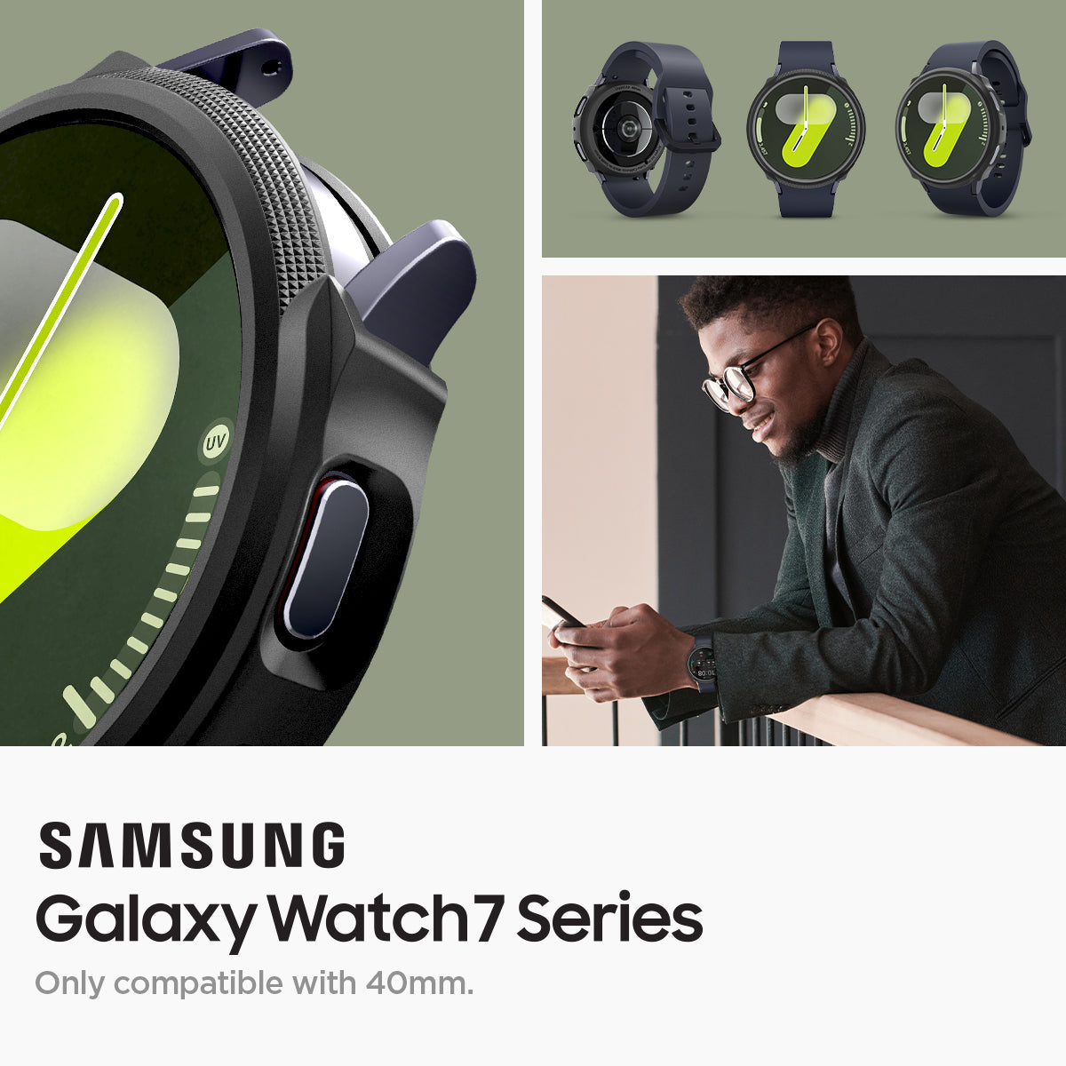 ACS07899 - Galaxy Watch 7 (40mm) Liquid Air in Matte Black samsung galaxy watch 7 series. only compatible with 44mm.