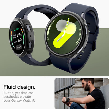 ACS07899 - Galaxy Watch 7 (40mm) Liquid Air in Matte Black fluid design. subtle, yet timeless aesthetics elevates the galaxy watch7.