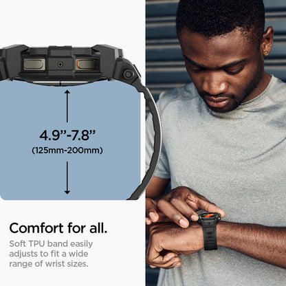 ACS08336 - Galaxy Watch 7 (40mm) Rugged Armor Pro in Matte Black comfort for all. Soft TPU band easily adjusts to fit a wide range of wrist sizes.