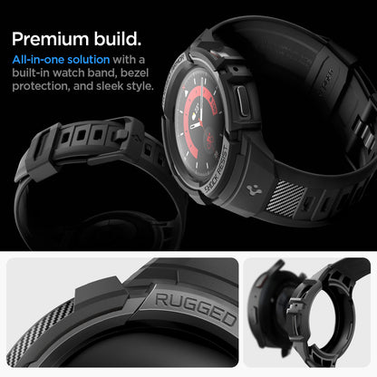 ACS05301 - Galaxy Watch 5 Pro (45mm) Case Rugged Armor Pro in black premium build. all in one solution with a built in watch band, bezel protection, and sleek style.