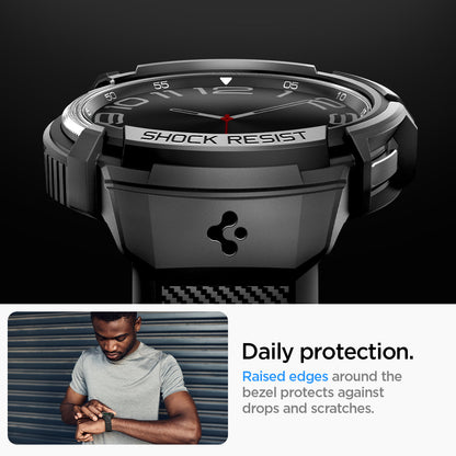 ACS06488 - Galaxy Watch 6 Classic (47mm) Case Rugged Armor Pro in black daily protection. raised edges around the bezels protects against drops and scratches.
