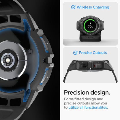 ACS06488 - Galaxy Watch 6 Classic (47mm) Case Rugged Armor Pro in black wireless charging. power share. precision design. Form fitted design and precise cutouts allow you to utilize all functionalites.
