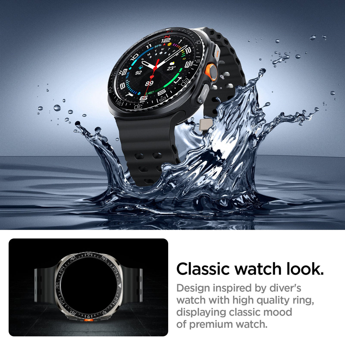 ACS08428 - Galaxy Watch Ultra (47mm) Bezel Tune in Black classic watch look. design inspired by driver's watch with high quality ring, displaying classic mood of premium watch.
