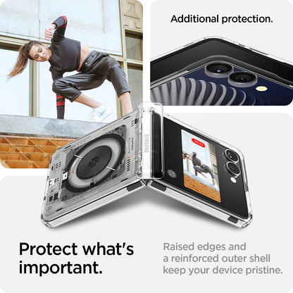 ACS09560 - Galaxy Z Flip 7 Case Ultra Hybrid Pro Neo One (Magfit) showing the additional protection. Protect what's important. Raised edges and a reinforced outer shell keep your device pristine.