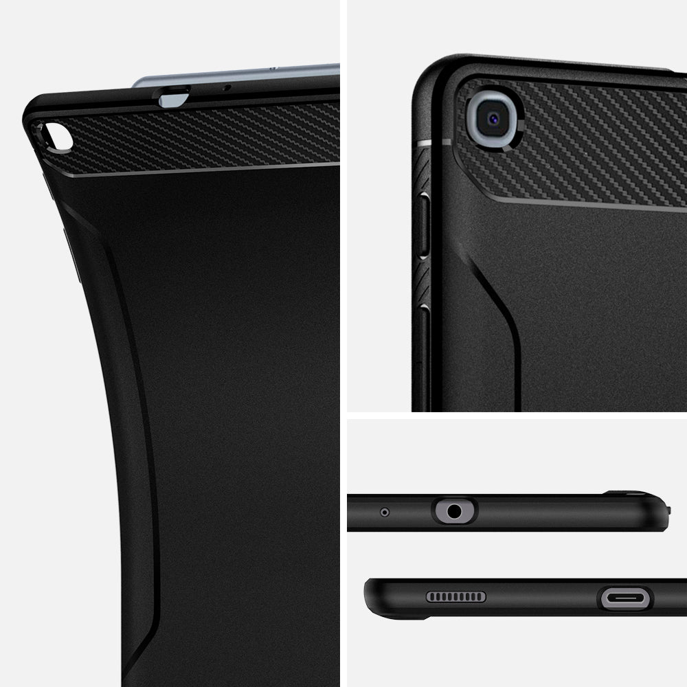 623CS26448 - Galaxy Tab A 10.1" Case Rugged Armor in matte black showing detail and side.