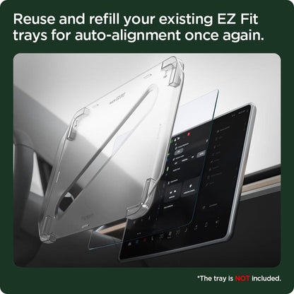 AGL04338 - Tesla Model 3 / Y Screen Protector EZ FIT GLAS.tR Anti-Glare Refill showing the reusability factor of tray