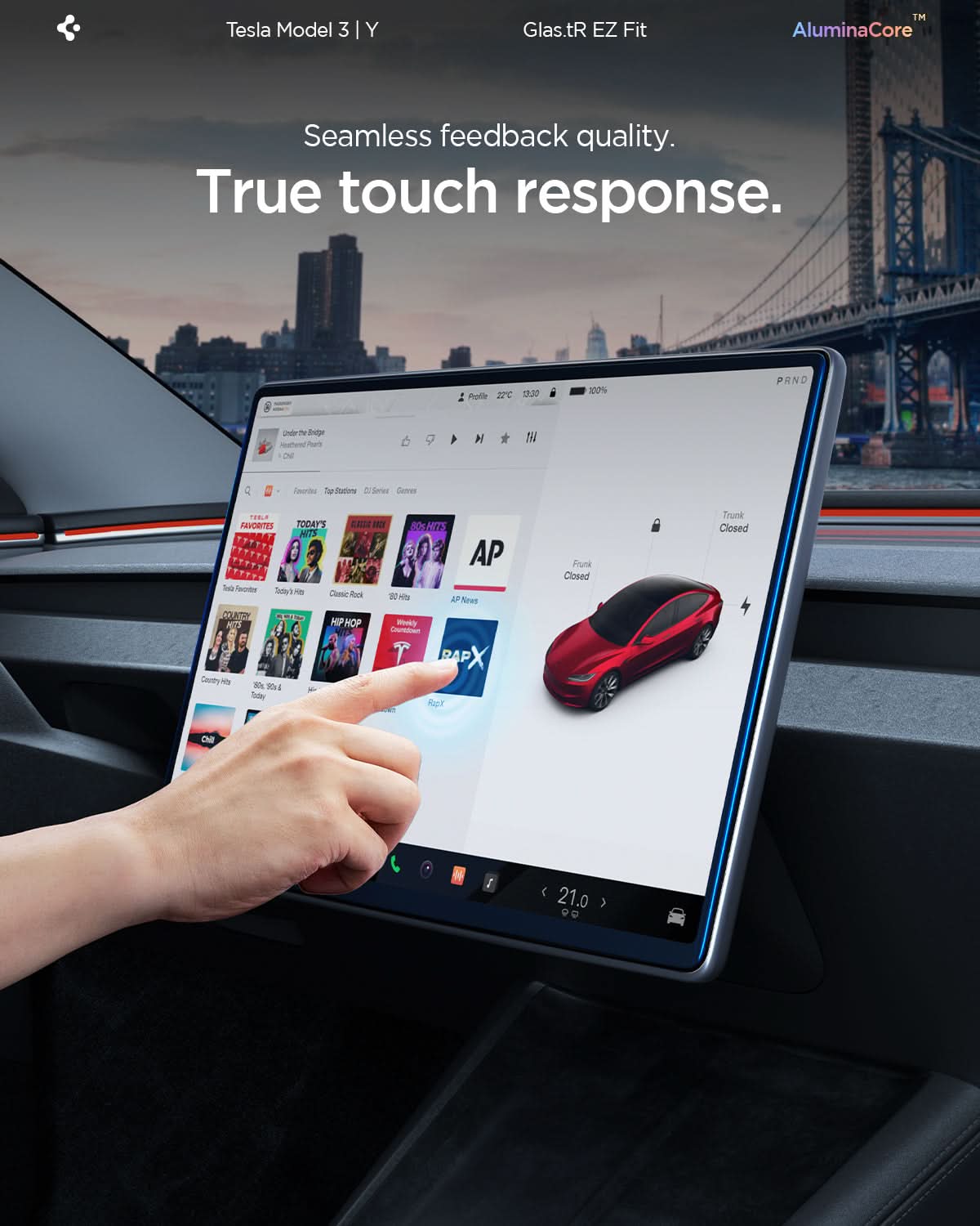 AGL10654 - Tesla Series - Screen Protector GLAS.tR EZ Fit 15.4 showing the seamless feedback quality. True touch response