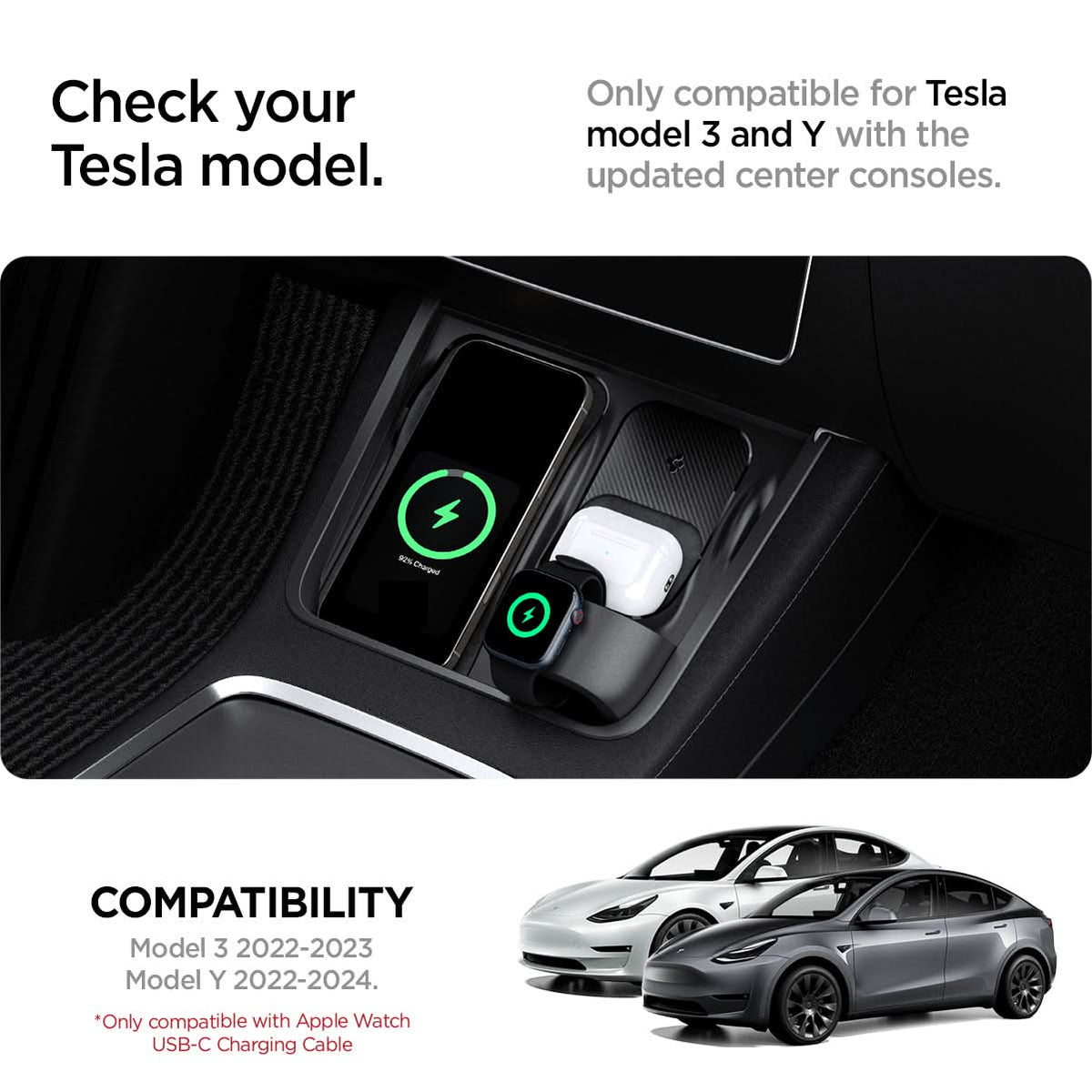 ACP09019 - 3 in 1 Charging Organizer | TO272 Model 3 (2021 - 2023) showing compatibility