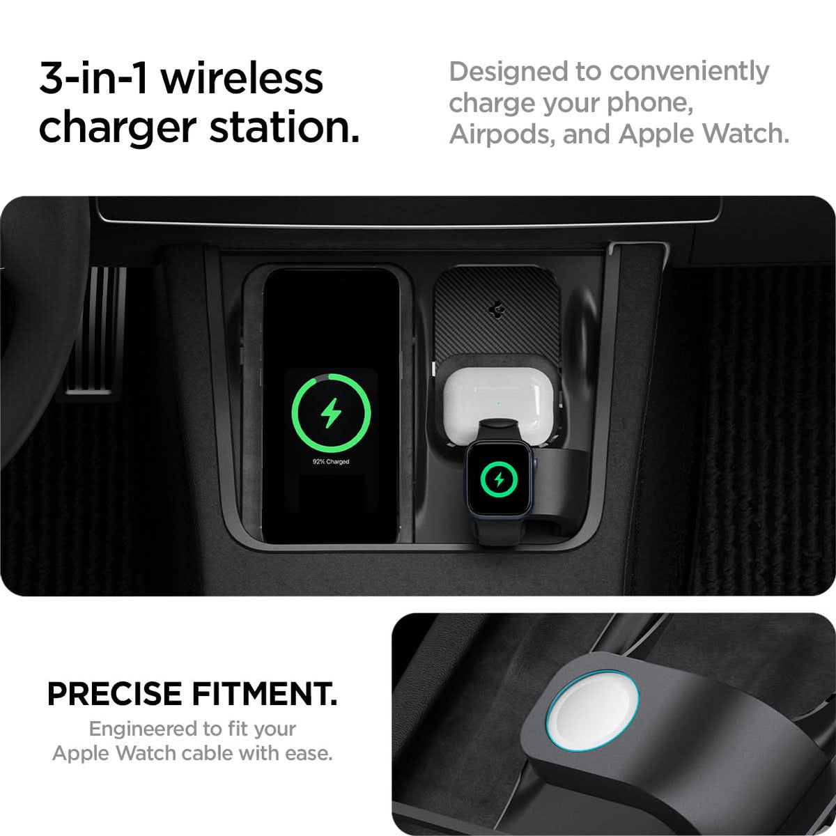 ACP09019 - 3 in 1 Charging Organizer | TO272 Model 3 (2021 - 2023) showing precise fitment