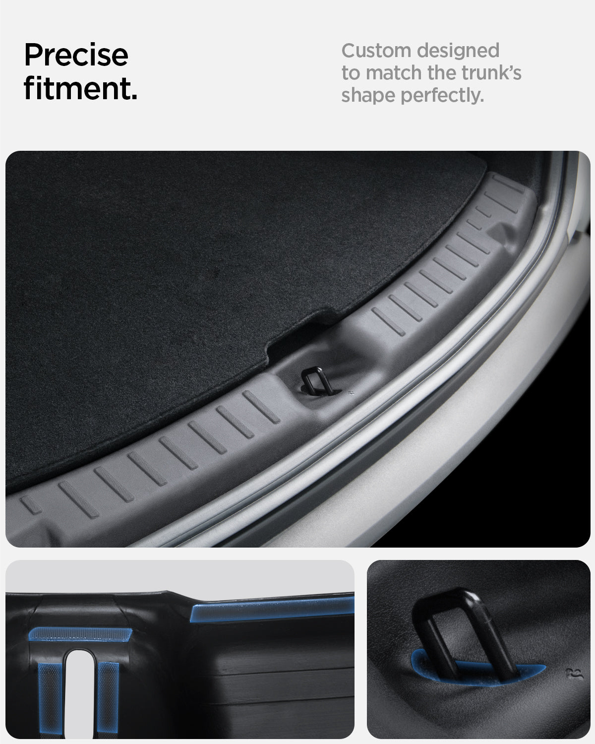 ACP09759 - Tesla Model Y Juniper Trunk Sill Guard | TG100-YJ in black showing the precise fitment