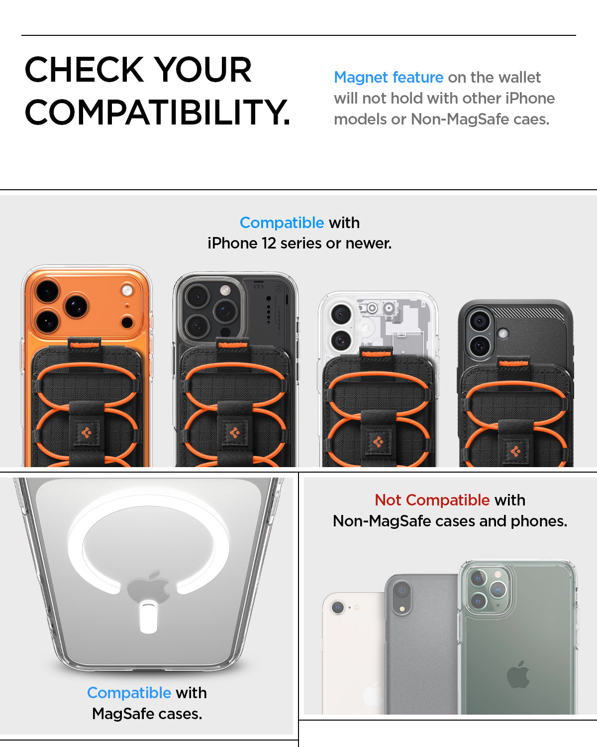 AFA10552 - Tiefit Card Holder (MagFit) in Black showing compatibility with magsafe cases