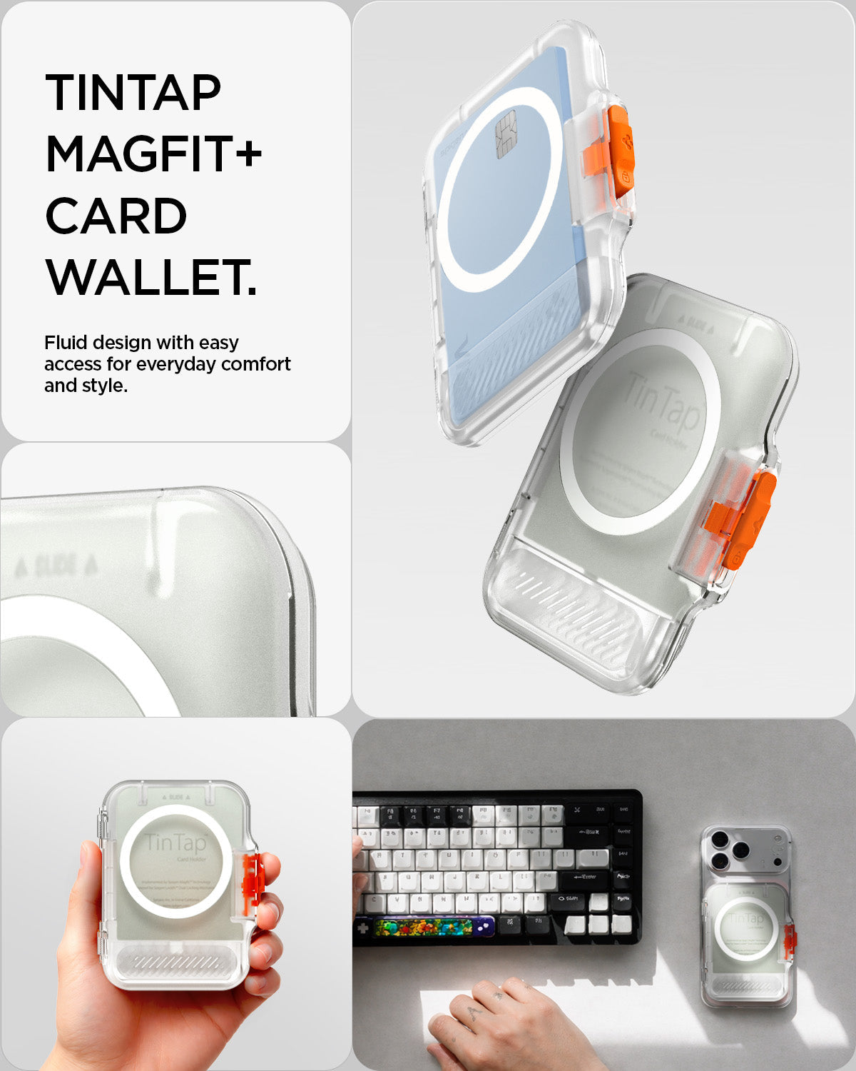 AFA07557 - MagSafe Card Holder Tintap (MagFit) in Frost Clear showing Tintap Magfit+ Card Wallet