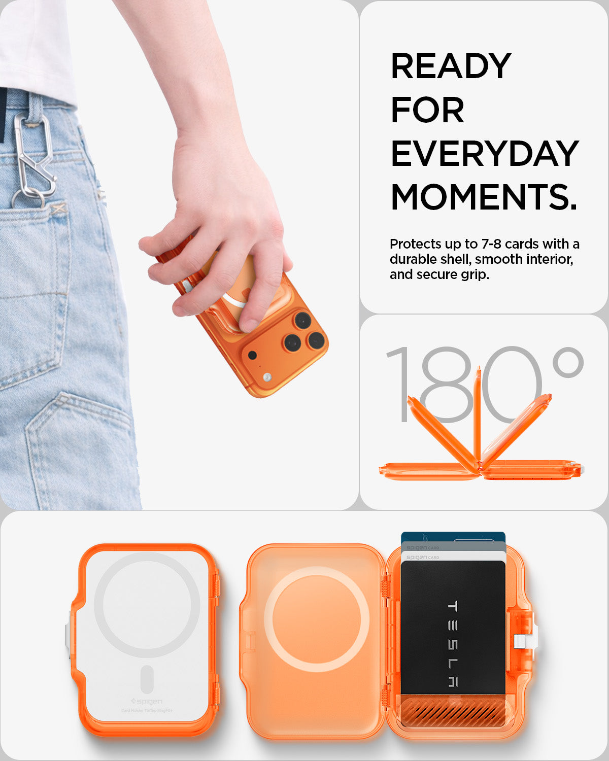 AFA11381 - MagSafe Card Holder Tintap (MagFit) in Frost Clear Orange showing ready for everyday moments