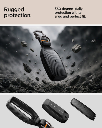 ACS11366 - Toyota Key Fob Cover | TK100 showing key fob cover floating against rocky background with exploded view of front shell and back panel below