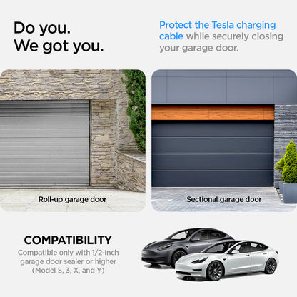 ACP05444 - Tesla Charger Cable Cover TO110 in black do you. we got you. protect the tesla charging cable while securely closing your garage door.