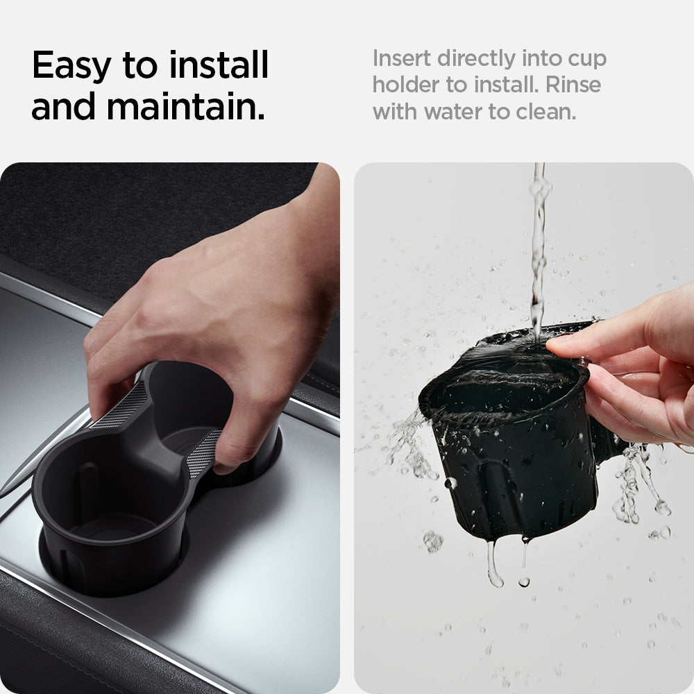 ACP07107 - Tesla Model 3 & Y Cup Holder Insert showing easy to install and maintain
