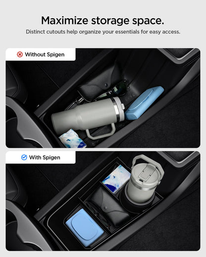 ACP11169 - Tesla Series - Center Console Organizer Lower Tray | TO220LYS in Black showing maximize storage space